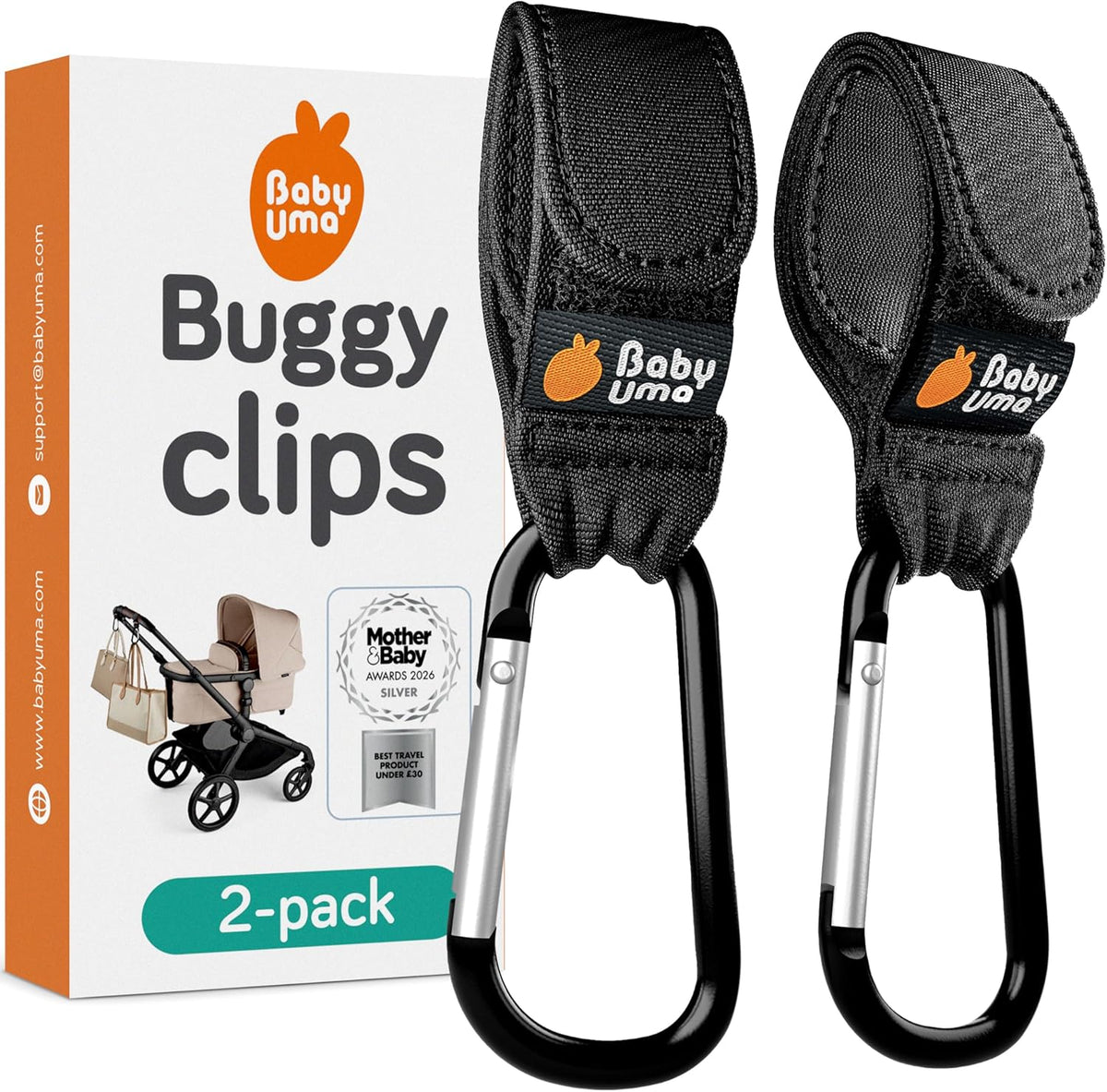 Baby Uma Buggy Clips for Pram - Award-Winning, 5 kg Capacity, Non-Slip