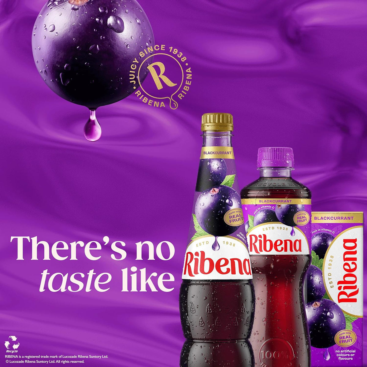 Ribena Blackcurrant Squash 1.5L – Real British Blackcurrants | Rich in Vitamin C | No Artificial Colours or Flavours | 100% Recycled Plastic Bottle