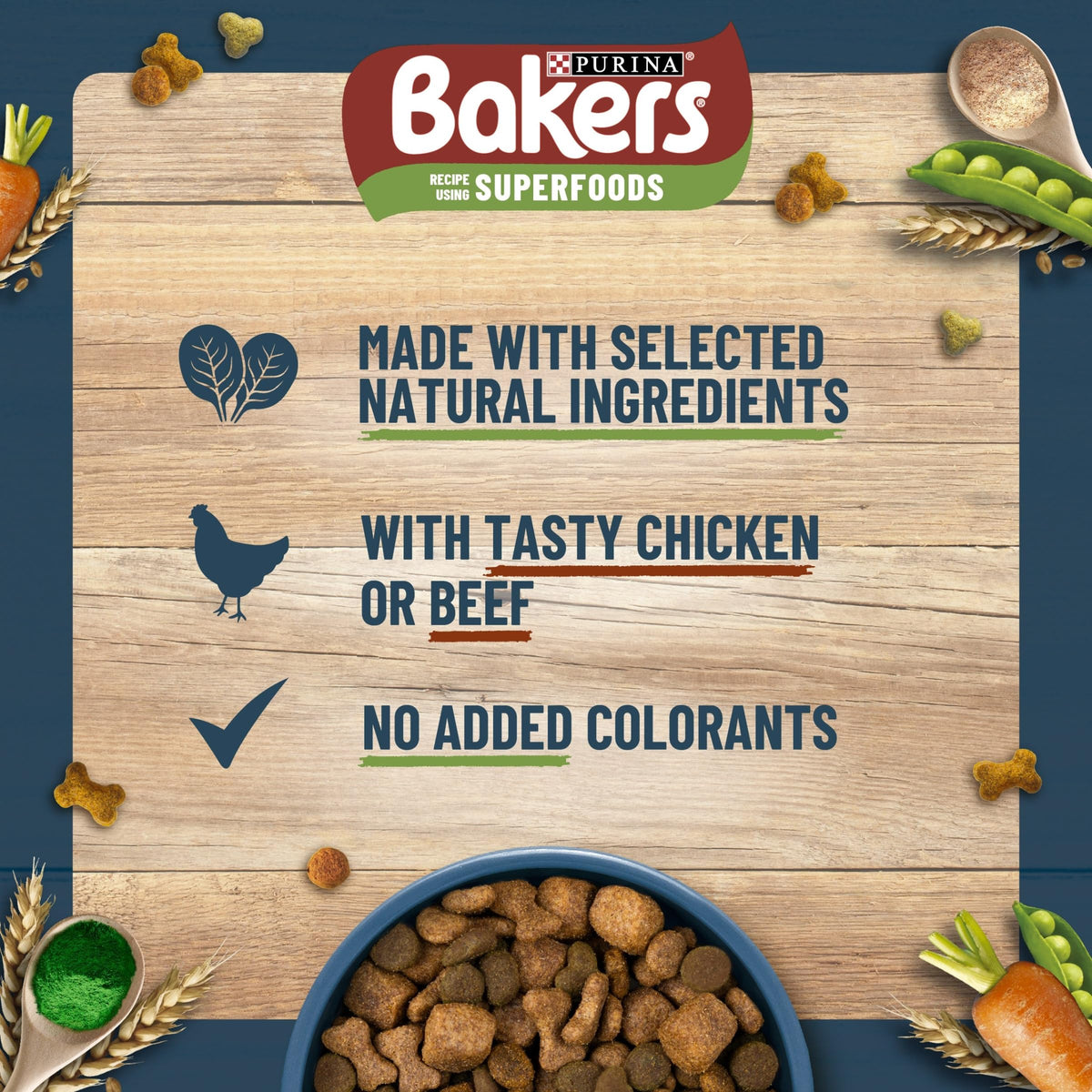 BAKERS Superfoods Small Dog Adult Dry Dog Food Chicken 1.1kg (Pack of 5)