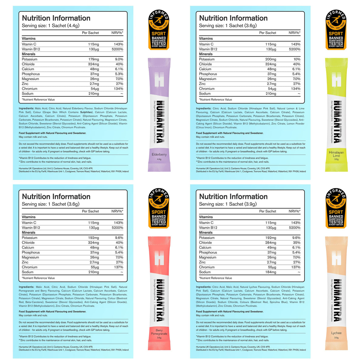 Humantra Electrolytes Powder Hydration Sachets - Himalayan Lime, 20ct