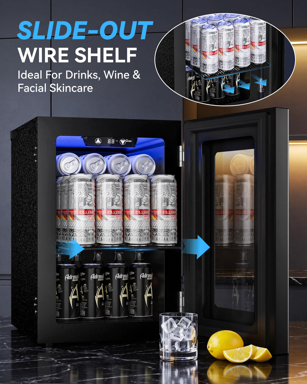 TRIUMPHKEY 90L Drinks Fridge with Glass Door, Beverage Cooler