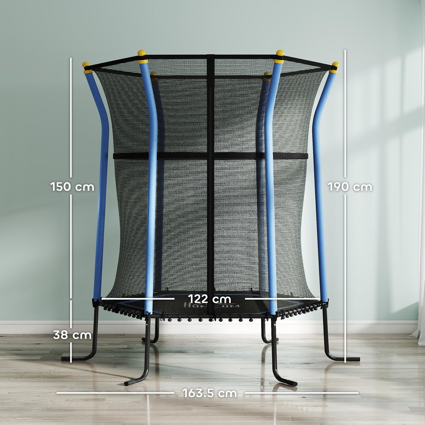 Homcom 4 FT Kids Trampoline, 48 Inch Toddler Trampoline with Enclosure Net Indoor Outdoor for Child Toddler Age 3-10 Years