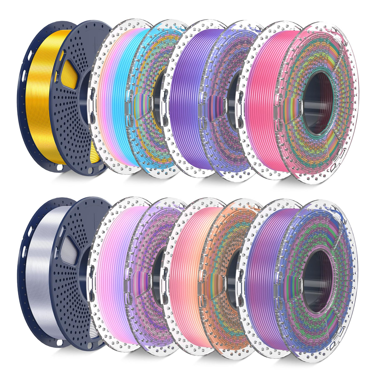 SUNLU Silk PLA+ Filament, Shiny Metallic Silk 3D Filament 1.75mm