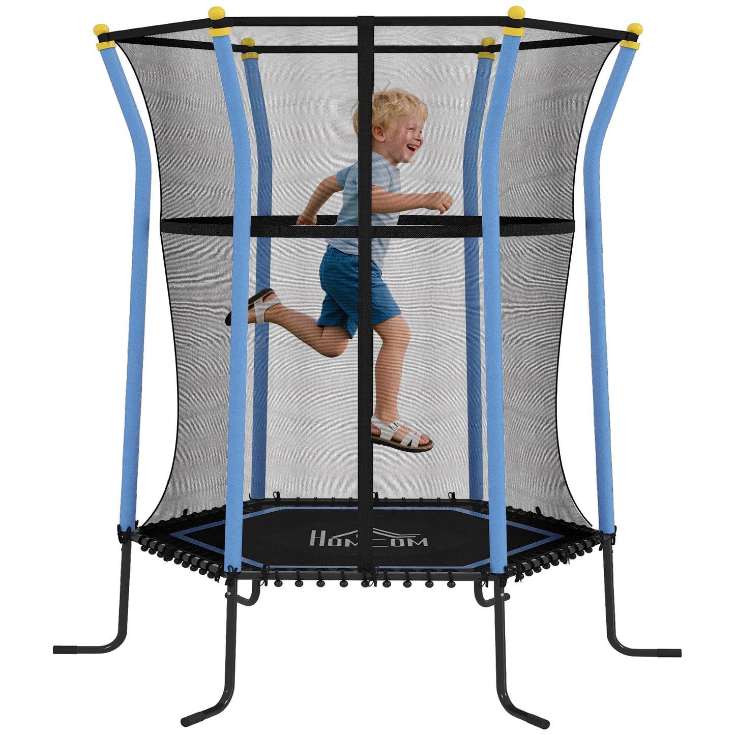 Homcom 4 FT Kids Trampoline, 48 Inch Toddler Trampoline with Enclosure Net Indoor Outdoor for Child Toddler Age 3-10 Years