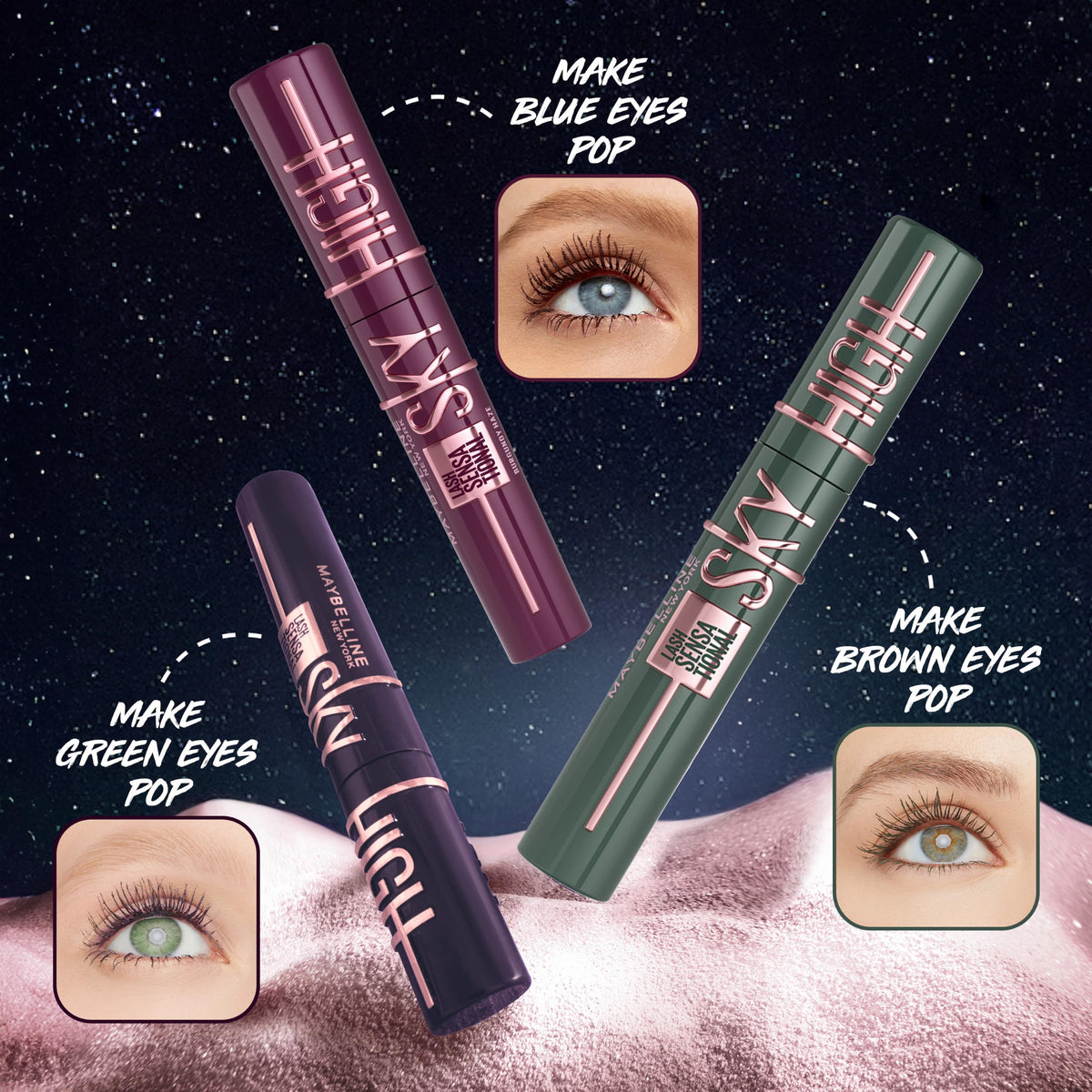 Maybelline Mascara, Lash Sensational Sky High Volumizing Thickening, Black