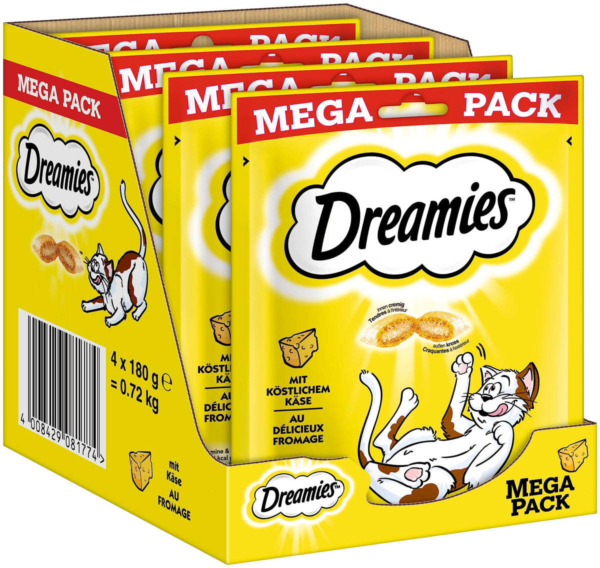 Dreamies Meaty Sticks 84-Piece, Cat Treats Tasty Snacks with Delicious Salmon, Pack of 14 x (30 g)