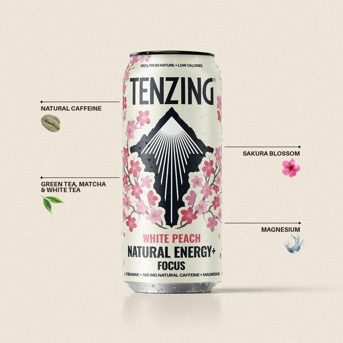 TENZING Natural Energy Drink, Plant Based, Vegan, & Gluten Free, +BCAA, Apple & Seaberry, 330ml (Pack of 12) - Packaging may vary