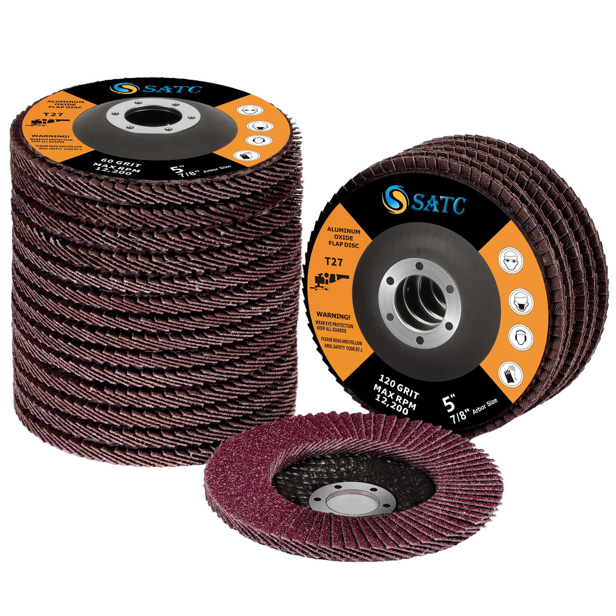 SATC Flap Discs 115mm 10 Pack Grinding Discs 120 Grit for Angle Grinder to Sanding Grinding Metal Wood