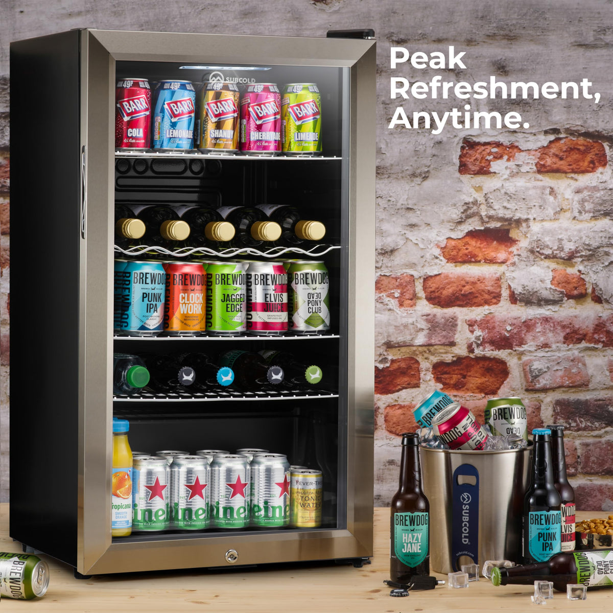 Subcold Super85 LED Beer Fridge | 80 Cans + 5 Bottles | 0-18°C | Glass Door