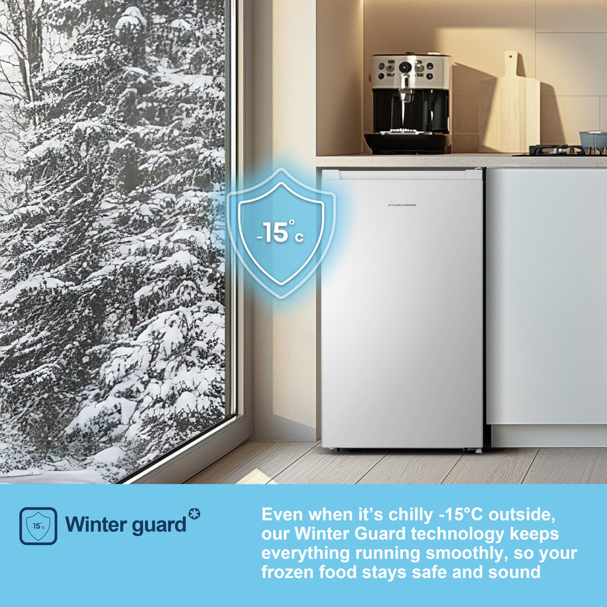 Fridgemaster 45L Table Top Mini Fridge MUR4545, 45cm Compact Refrigerator with Adjustable Thermostat, Reversible Door, 39dB Low Noise, White, Energy Class E