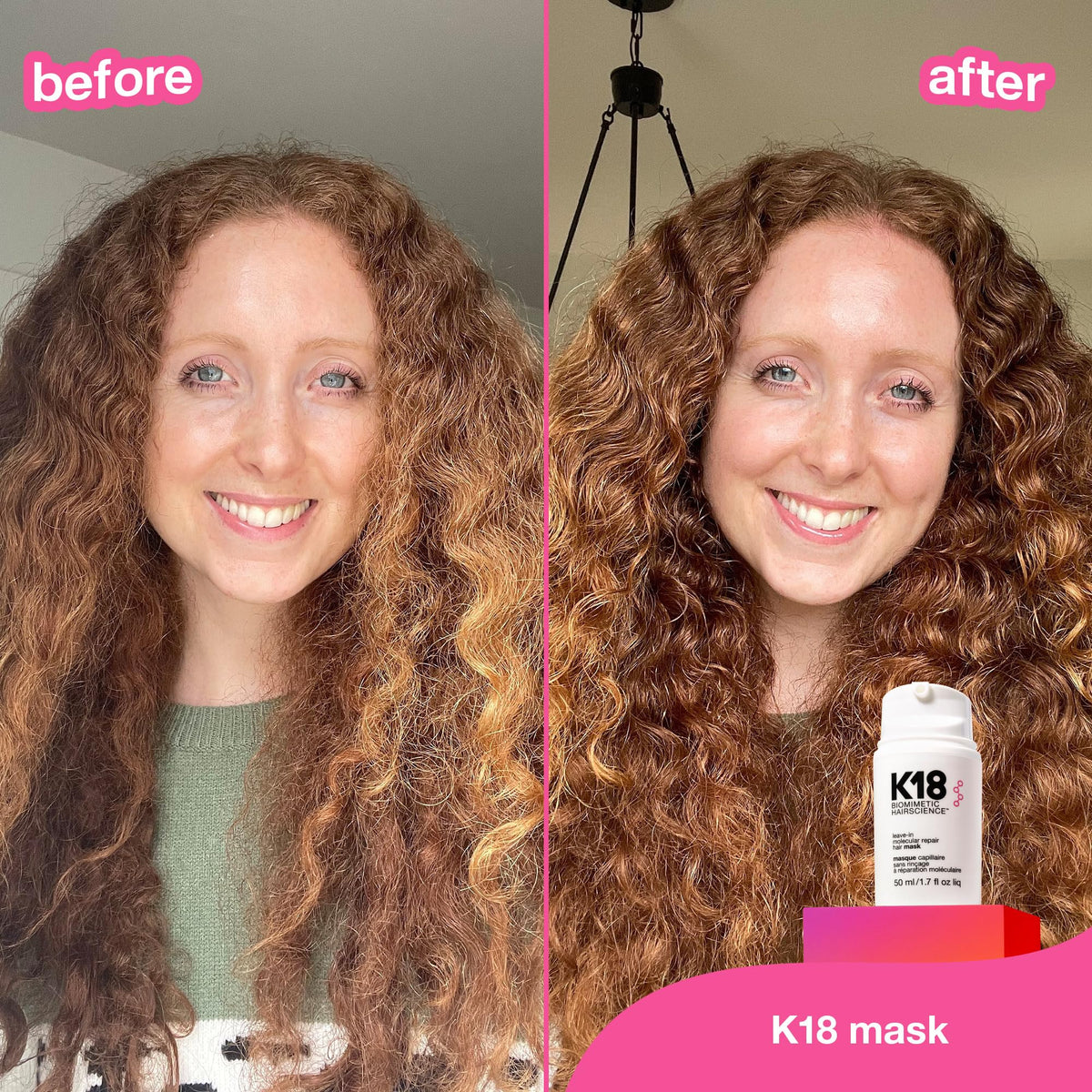 K18 Leave-In Molecular Hair Mask, Repairs Dry or Damaged Hair, Reverse Hair Damage from Bleach, Colour, Chemical Services & Heat