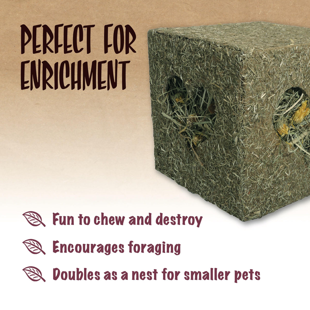 Rosewood Naturals I Love Hay Forage Cube, Small Animal Treat and Gnaw Toy for Rabbits, Guinea Pigs, Chinchillas, Degus, Hamsters, Gerbils, Mice and Rats - Medium (Pack of 2)