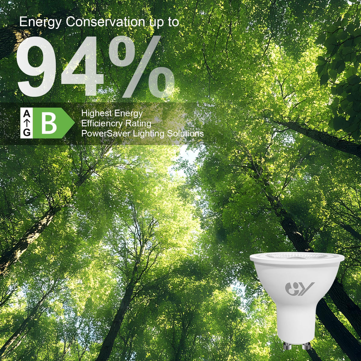 GY GU10 LED Bulb 4.9W 790lm Cool White 6500K Energy Saving LED Bulb, The New UK Energy Efficiency Class B Replaces 80W, 110°Beam Angle Non-Dimmable, 10 Pack