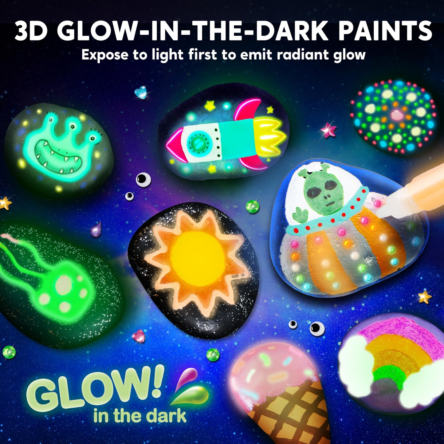 JOYIN Klever Kits Rock Painting Kit, Creativity Arts & Crafts, DIY Supplies,Spring Crafts for Kids,Decorate Your Own Painting Craft,Family Outdoor Indoor Activity Birthday Presents