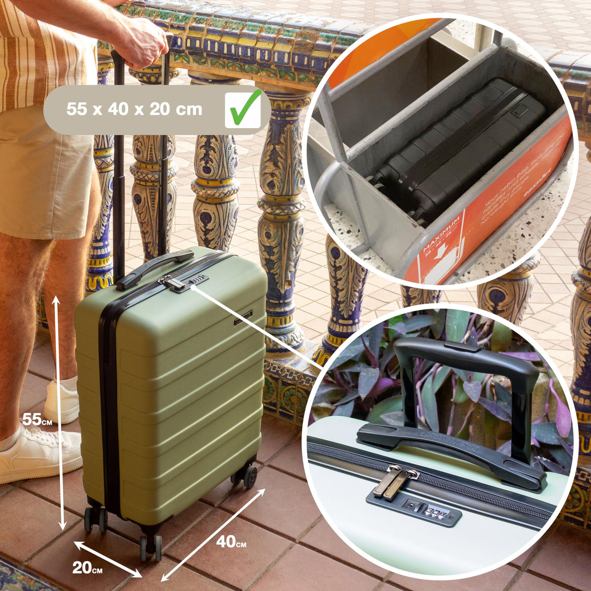 Cabin Max Cabin Suitcase Large for Ryanair, Easyjet 55x40x20 Hand Luggage