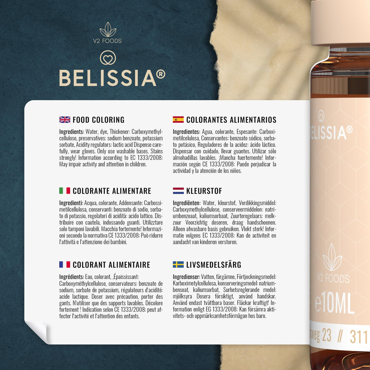 Belissia Liquid Food Colouring Rosa 10ml for Cooking and Baking