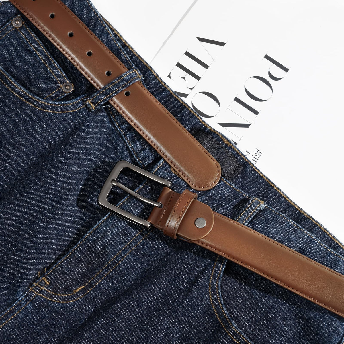 maikun Black Leather Belts for Men,Mens Belts Leather Black