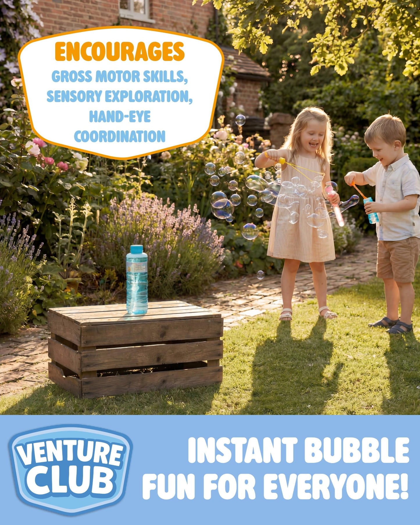 Venture Club Bubble Machine Lantern - Automatic Bubble Maker - Bubbles for Kids & Toddlers, Garden Toys & Games for Outdoor Play, Party & Active Fun - Free Standing, Easy Setup, Children Aged 3+