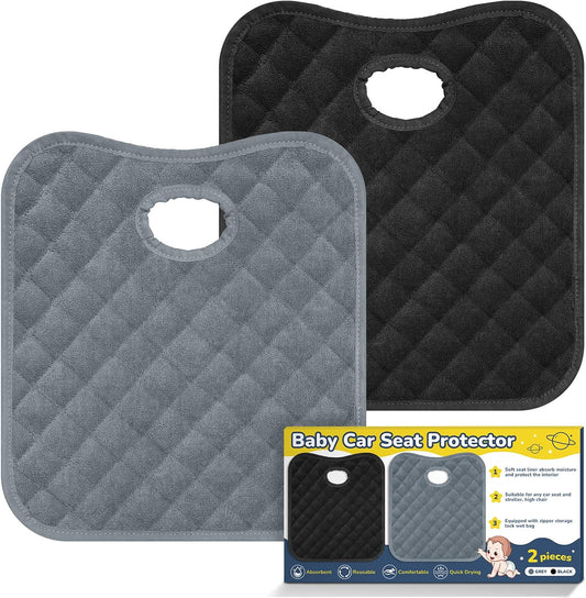 2PCS Waterproof Baby Car Seat Protectors, Car Seat Protector Potty Training Liner for Toddler Baby Kids (Grey&Black）