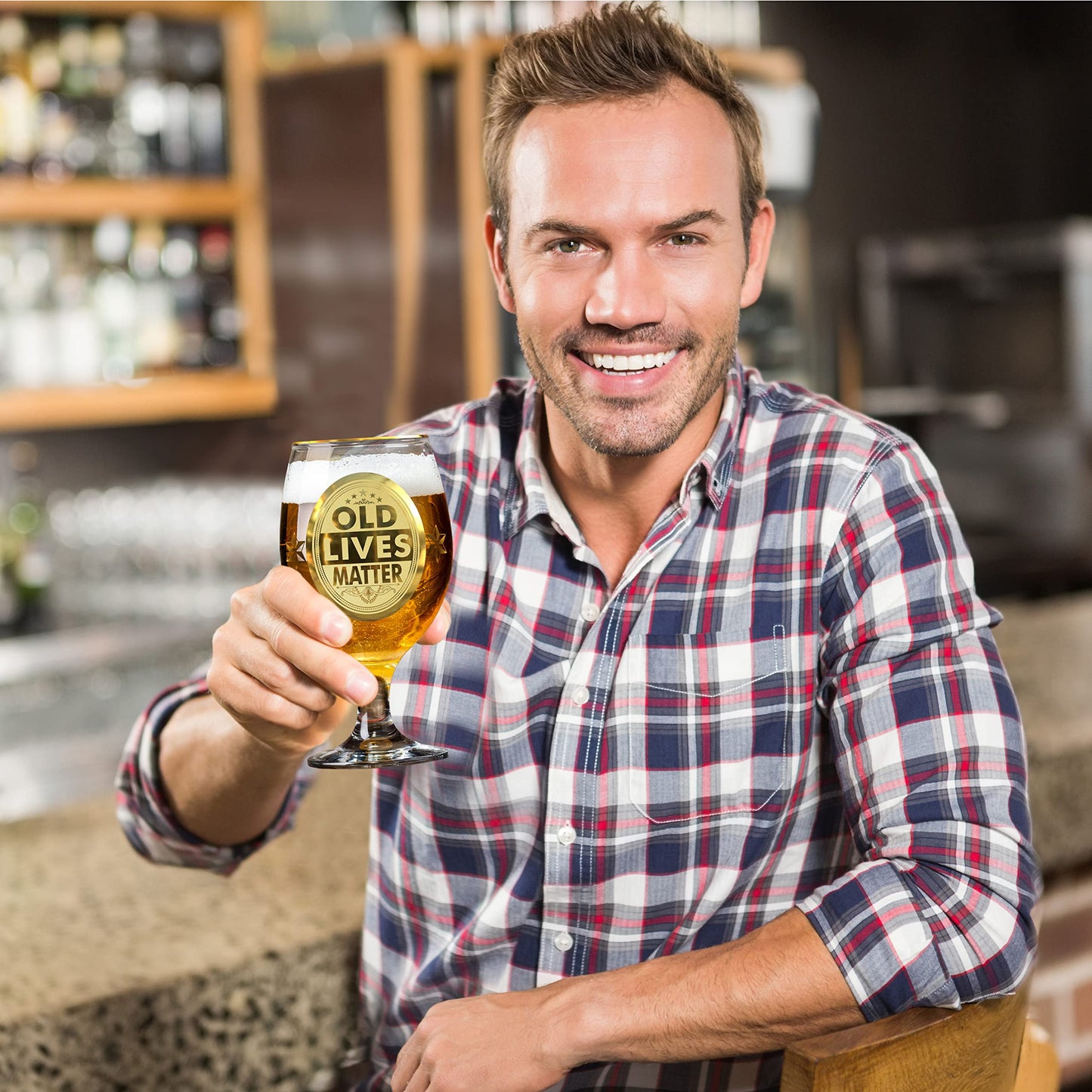 Crownly Crystal® Gold Birthday Gifts: Dad's Beer Glasses