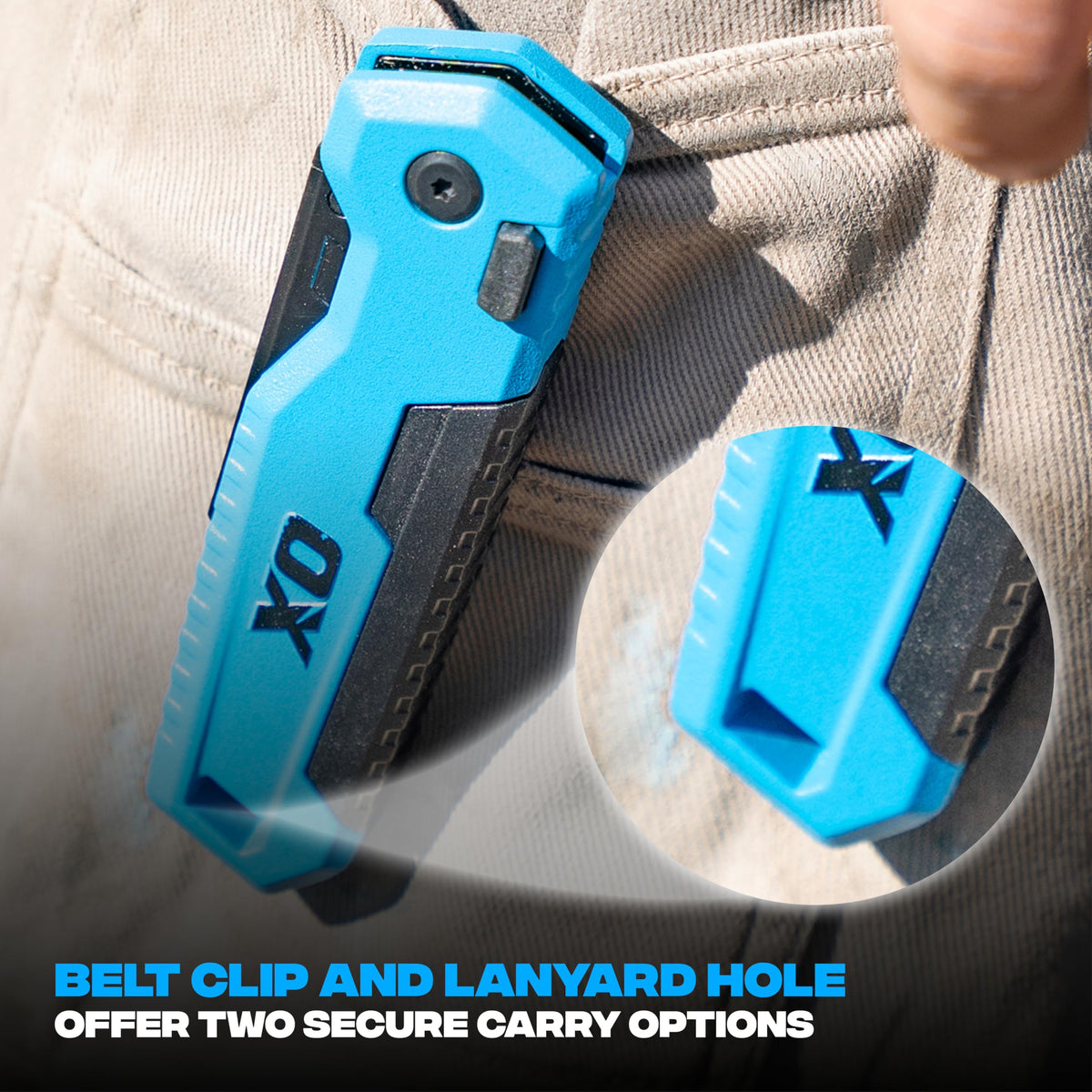 OX TOOLS P224301 Pro Heavy Duty Fixed Blade Folding Knife, Blue / Black