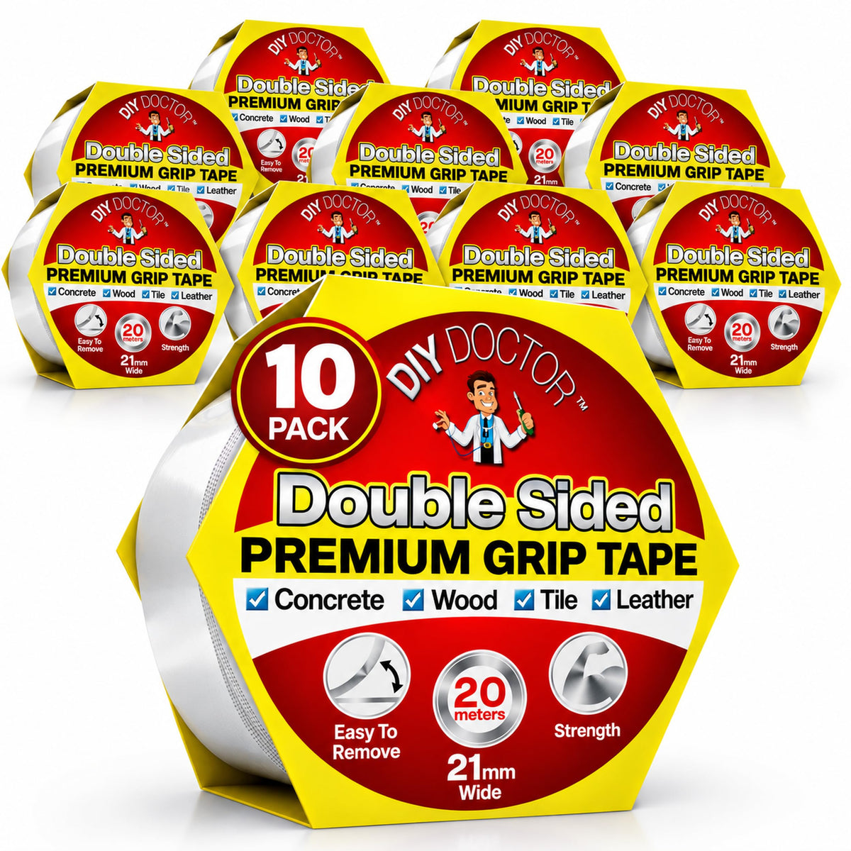DIY Doctor Double Sided Carpet Tape, Heavy Duty, 20m x 21mm, 1 Pack