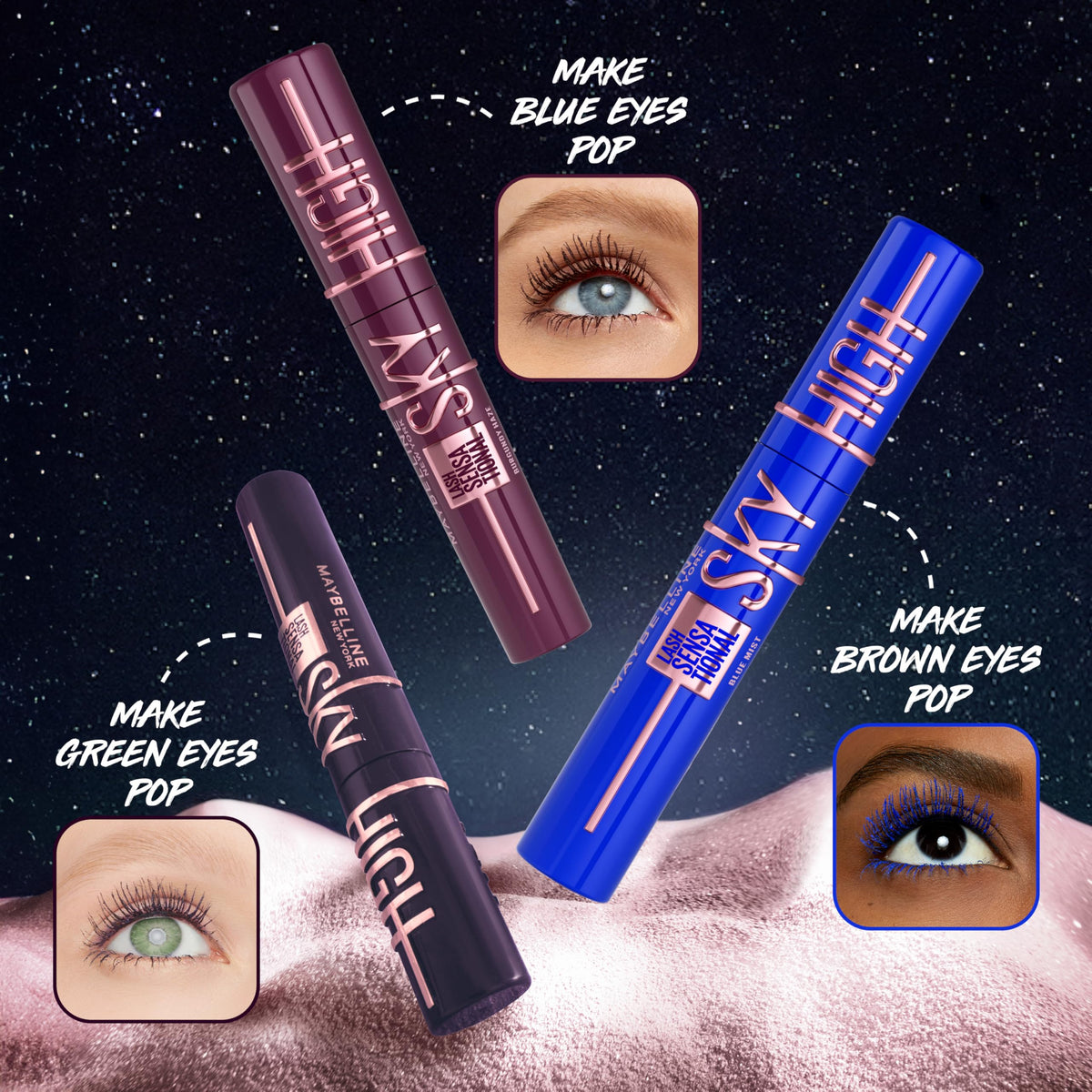 Maybelline Mascara, Lash Sensational Sky High Volumizing Thickening, Black