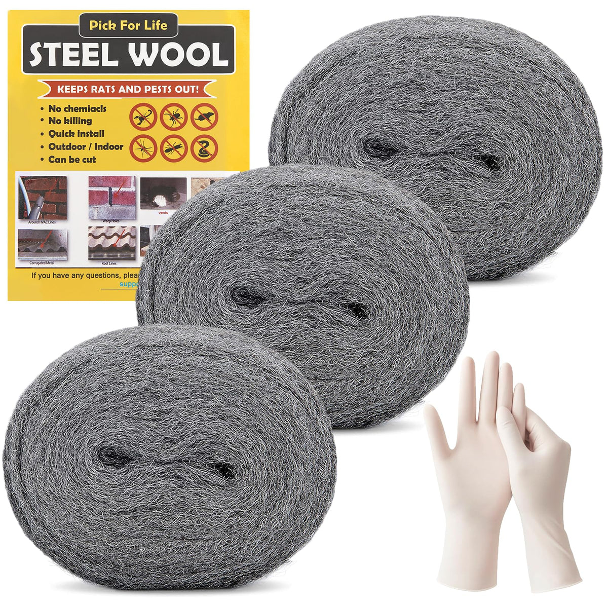 PICK FOR LIFE Steel Wool Mice Blocker 2 Pack Coarse Wire Wool Rat Fill Hole