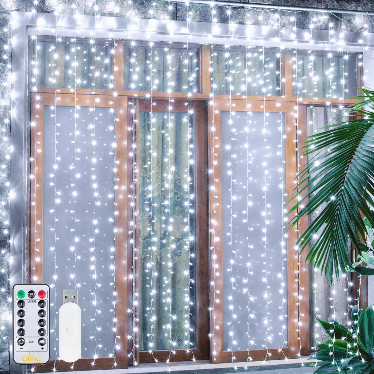 Ollny Curtain Fairy Lights, 200 LEDs 2mx2m Window String Lights Multicolour