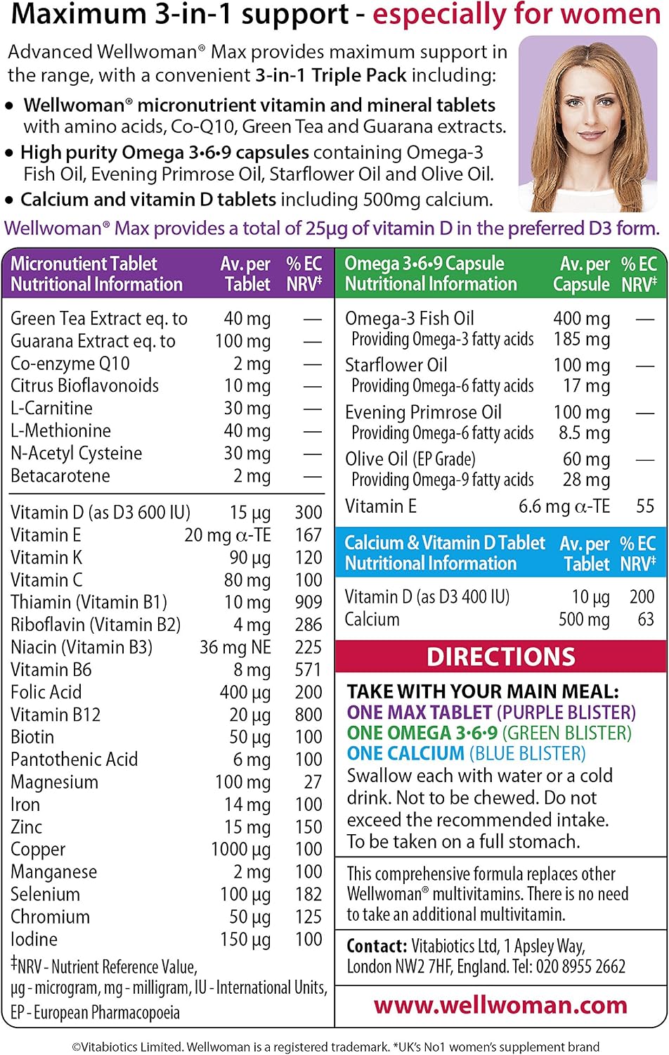 Wellwoman Max Multivitamin Tablets for Women,84 Count (Pack of 1)