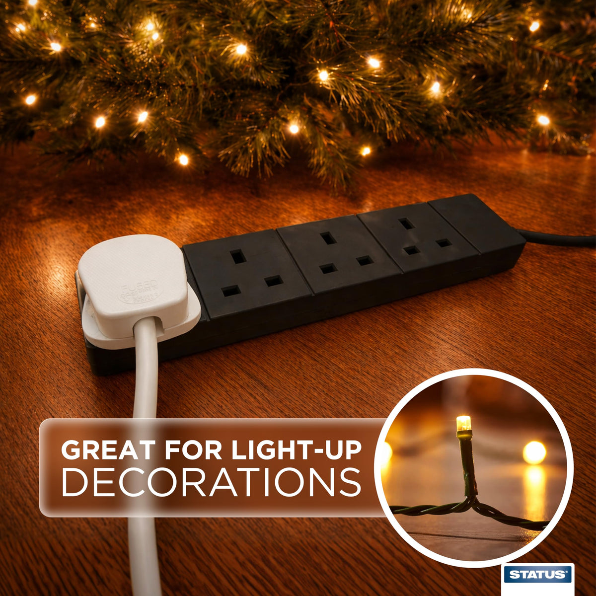 STATUS 6 Socket Extension Lead, 2m Multi-Plug Power Strip for Home, Office or Gaming Set-ups, White (S6W2MS12)