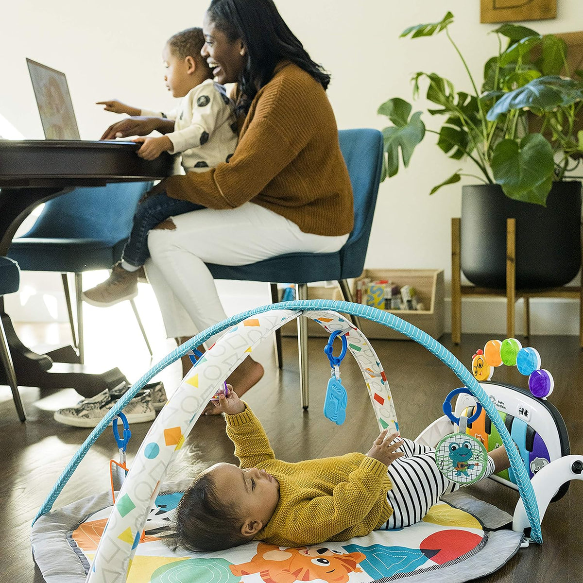 Baby Einstein 4-in-1 Kickin Tunes Play Gym, Tummy Time Baby Play Mat with Kick Piano, Music & Language Discovery, Sensory Toys, Lights & Sounds, for Newborns & Up