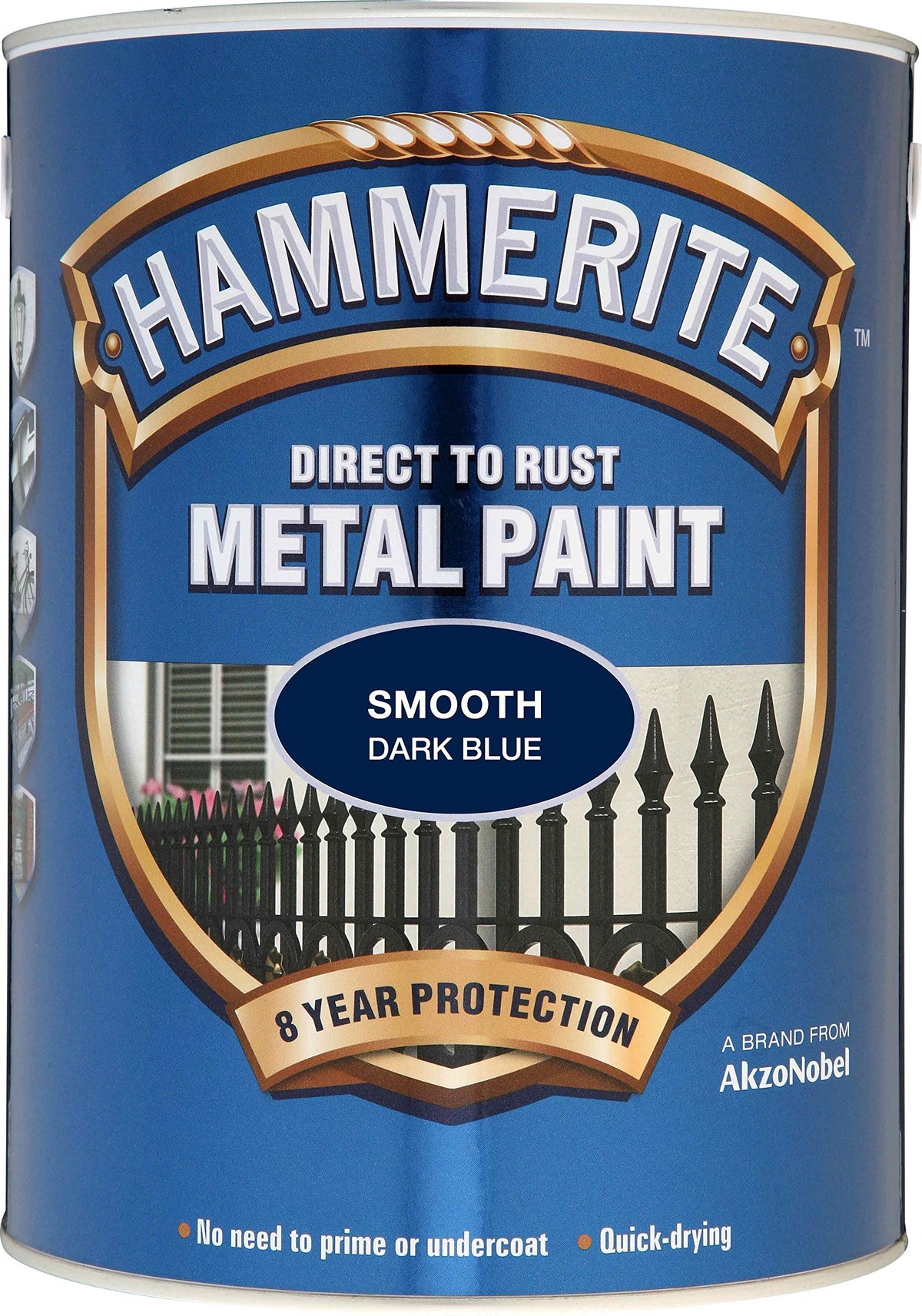 Hammerite Direct to Rust Metal Paint - Smooth Black Finish 250ML, 5084863