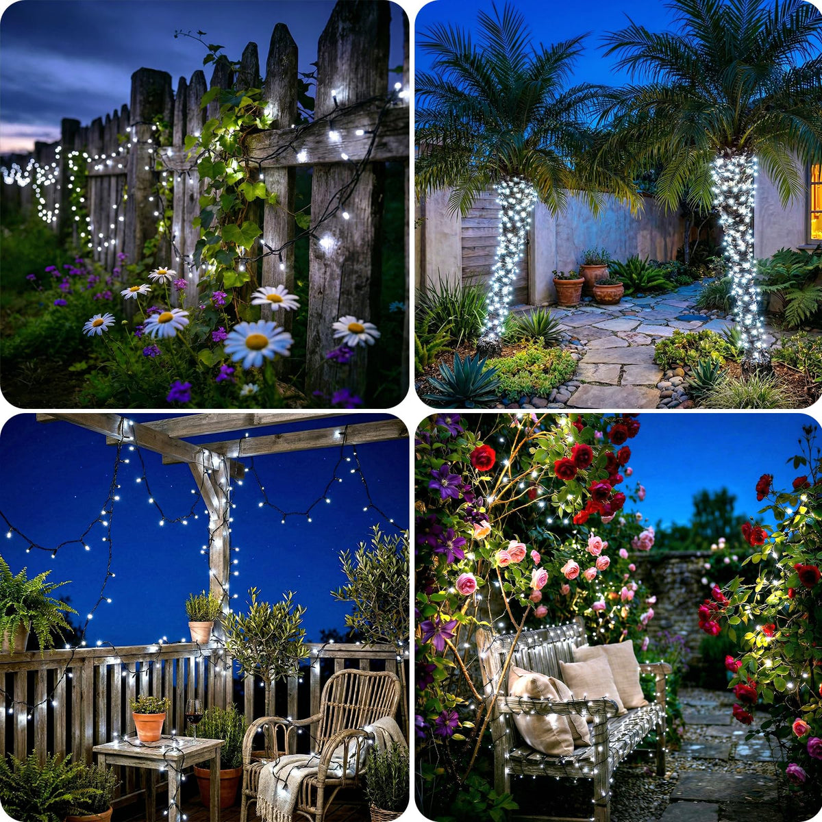 Solar Lights Outdoor Garden String, 6M/20FT 60 LED Solar Fairy Light