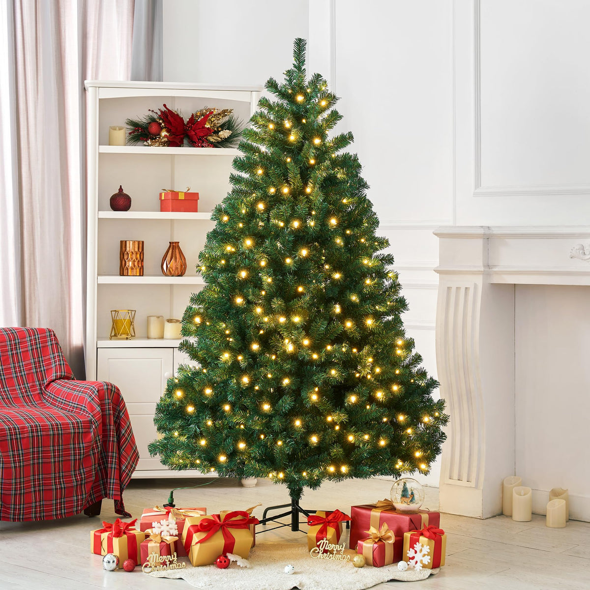 7ft Premium Christmas Tree 1432 Branch Tips Green Xmas Trees Bushy Artificial Christmas Tree Pine Tree with Metal Stand Easy to Assemble Realistic Spruce Branches Christmas Tree for Indoor and Outdoor