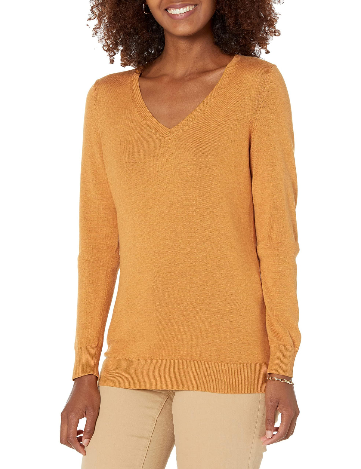 Amazon Essentials Women's Regular-Fit Lightweight Long-Sleeve V-Neck Jumper