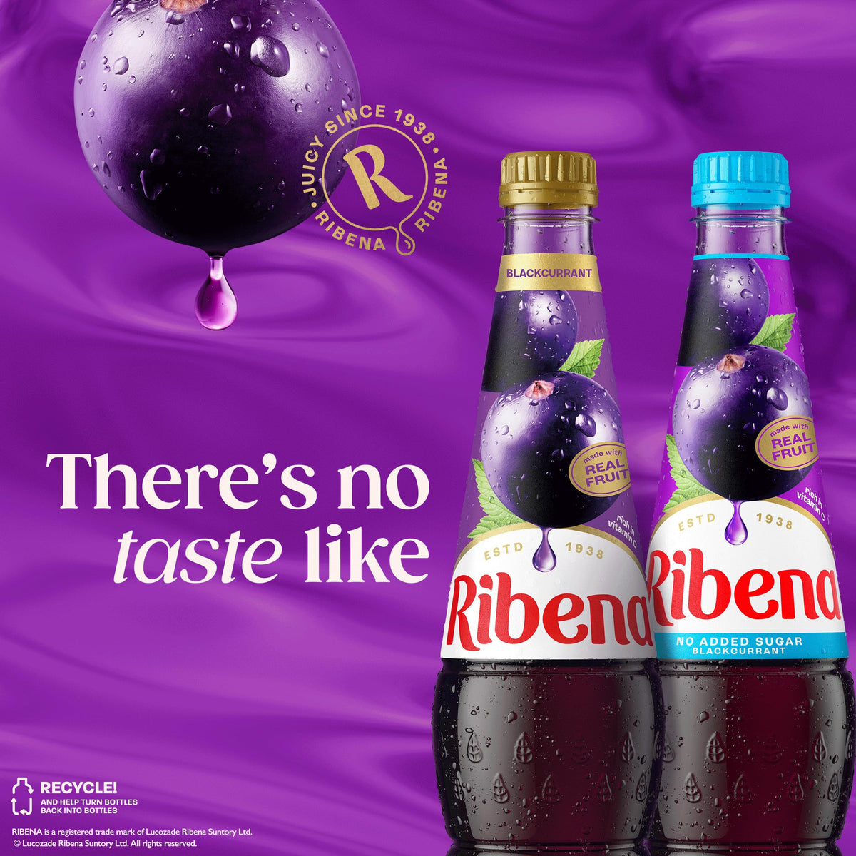 Ribena Blackcurrant Squash 1.5L – Real British Blackcurrants | Rich in Vitamin C | No Artificial Colours or Flavours | 100% Recycled Plastic Bottle