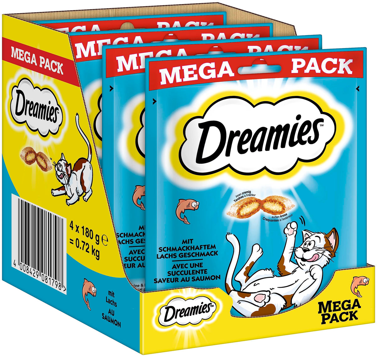 Dreamies Meaty Sticks 84-Piece, Cat Treats Tasty Snacks with Delicious Salmon, Pack of 14 x (30 g)