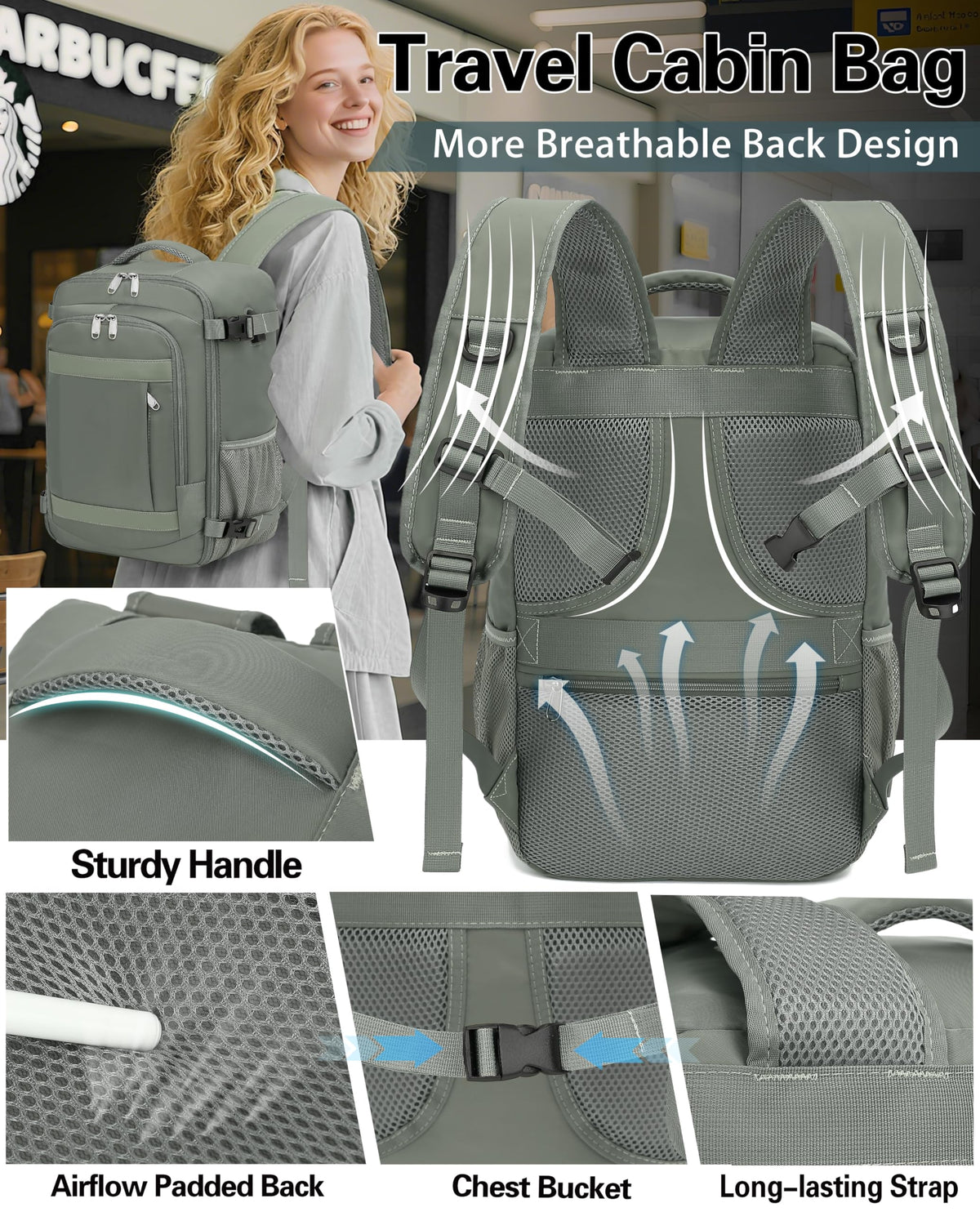 KLOSTAIN Cabin Bags 40x20x25 for Ryanair Underseat Travel Backpack Hand Luggage Carry-ons Bag Cabin Size 20L for Airplanes Flight Ruscksack Black