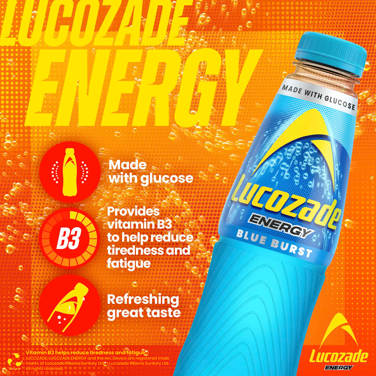 Lucozade Energy Cherry 500ml (Pack of 12)