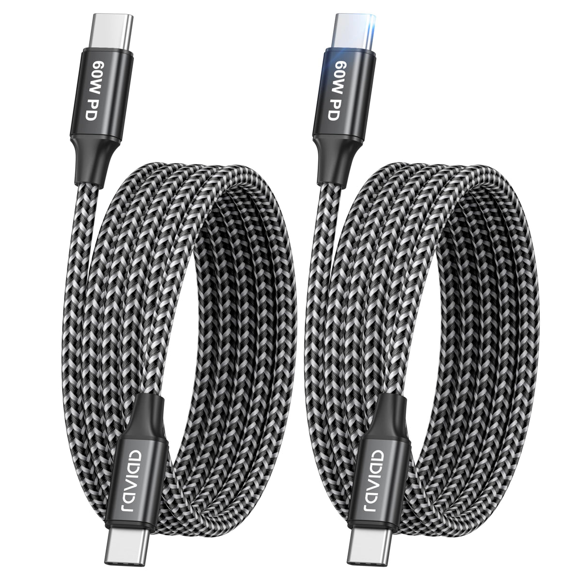 RAVIAD USB C to USB C Charger Cable Short [2Pack 30CM] 60W Fast Charging