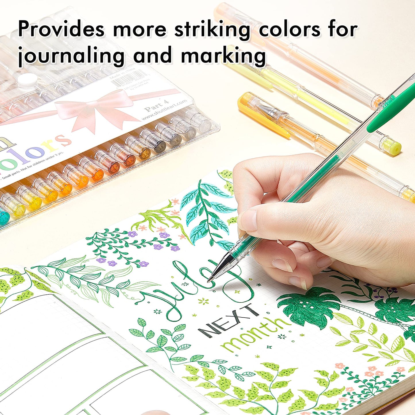 Shuttle Art Gel Pens for Colouring, 260 Pack Gel Pens Set, 130 Assorted Colours plus 130 Refills, Glitter Neon Pastel Metallic Colours, Ideal for Adult Colouring Books, Doodling, Drawing, Writing