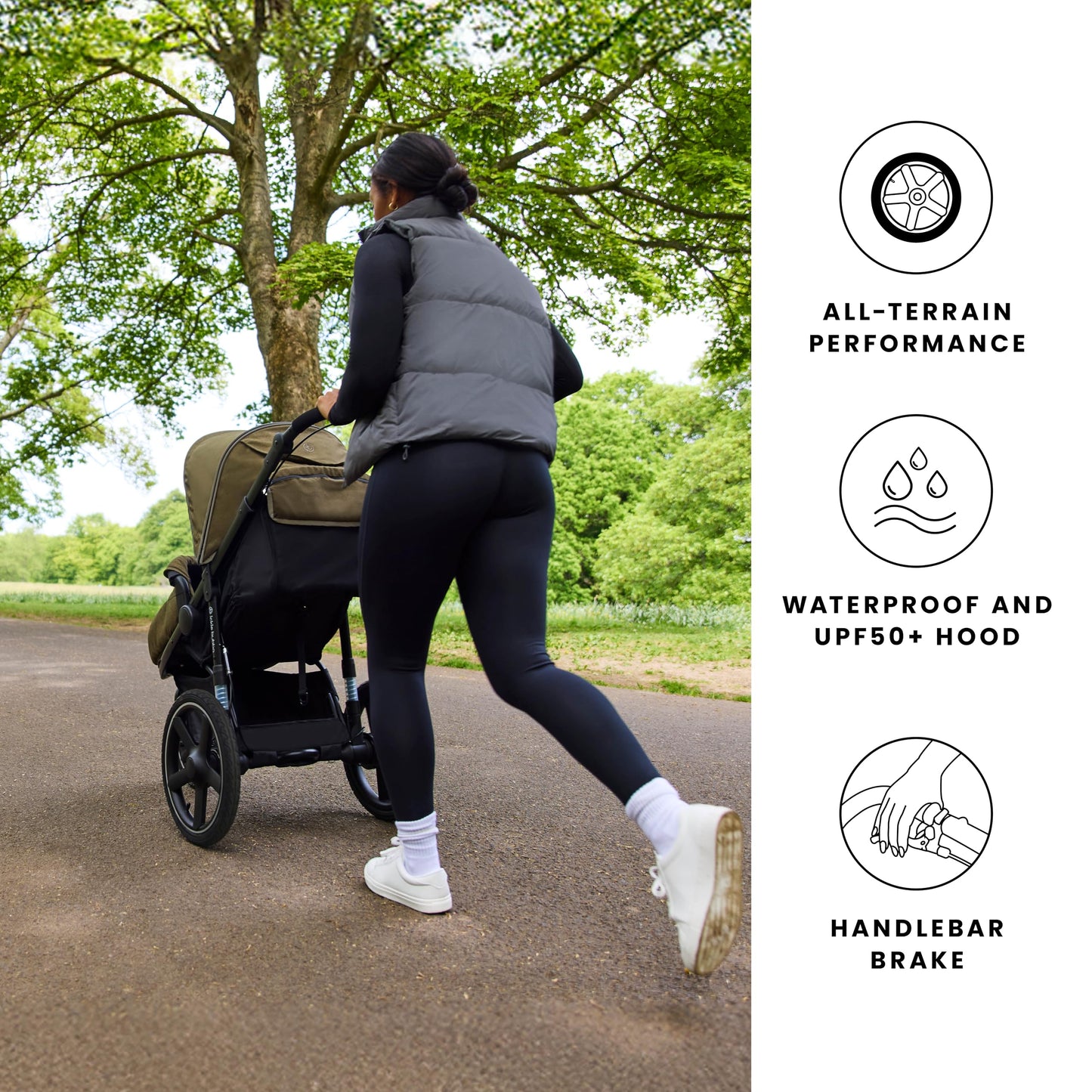 Ickle Bubba Venus Jogger Pro Max Stroller (Charcoal Grey) – All-Terrain 3-Wheel Pushchair from Birth to 22kg, Waterproof Hood & Footwarmer, Adjustable Handle, Cup Holder & Self-Locking Fold