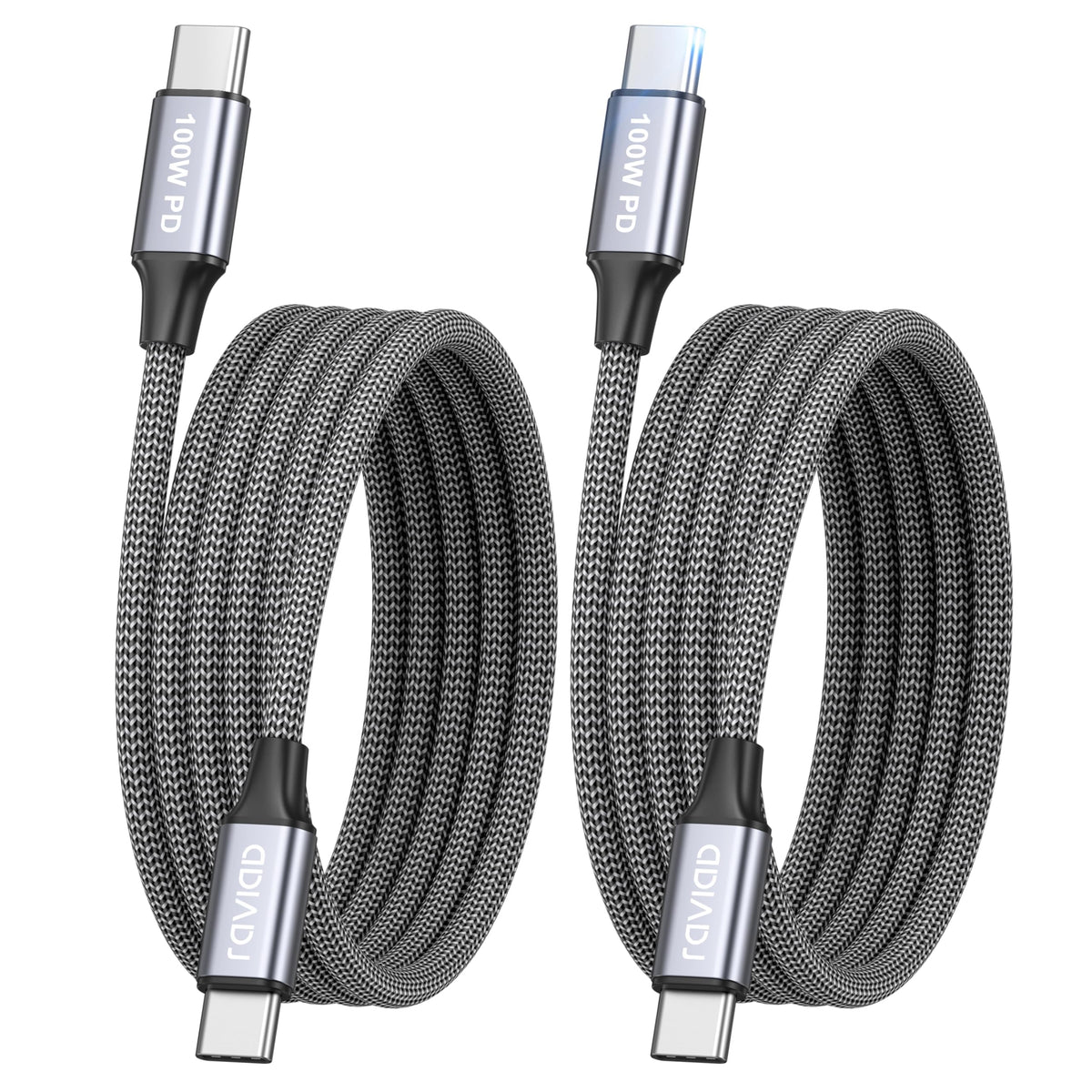 RAVIAD USB C to USB C Charger Cable 2Pack 1M 100W 5A Fast Charging Cable
