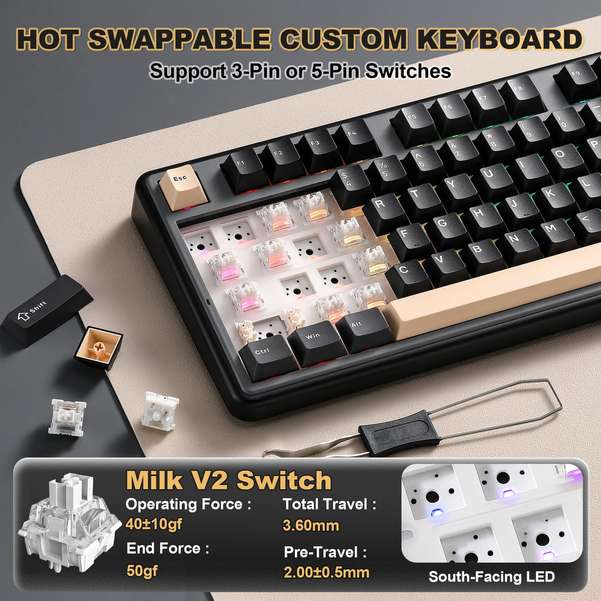 YUNZII B98 PRO 96% Wireless Mechanical Keyboard (Matcha Green, Candy Switch)