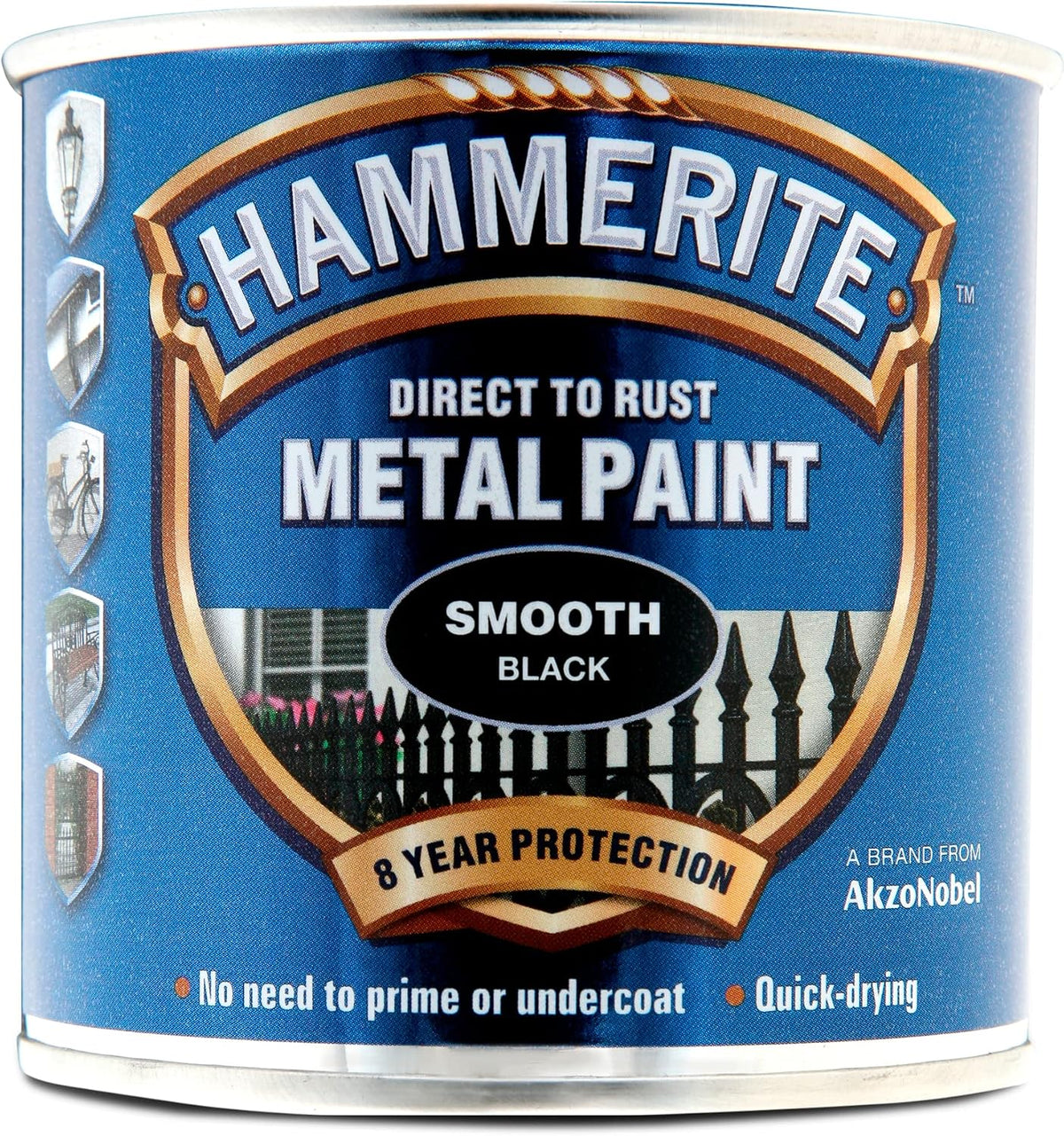 Hammerite Direct to Rust Metal Paint - Smooth Black Finish 250ML, 5084863