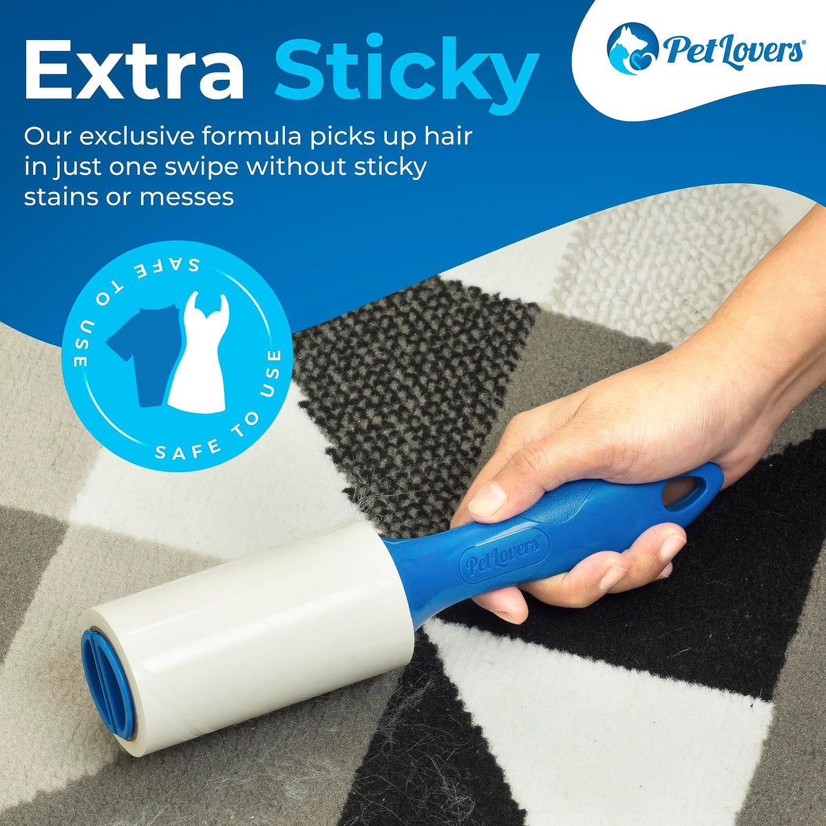 PetLovers Extra Sticky Lint Roller Mega Value Set 450 Sheets for Pet Hair Removal Dog and Cat Lint Remover 5 Pack