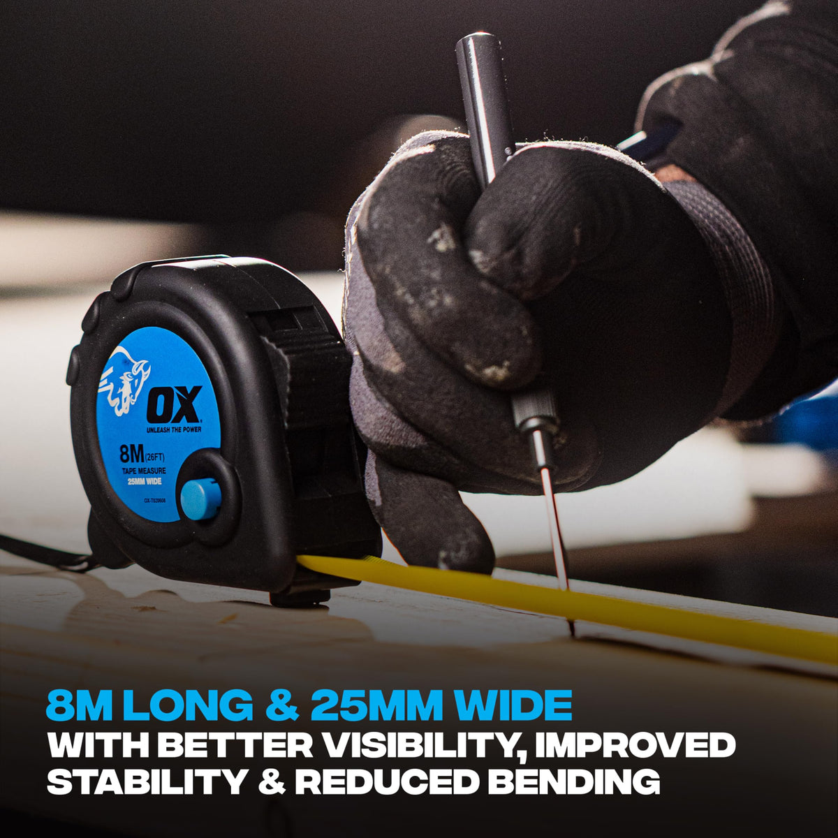 OX Trade 8m Tape Measure Twinpack - Metric & Imperial, Nylon Coated Blade