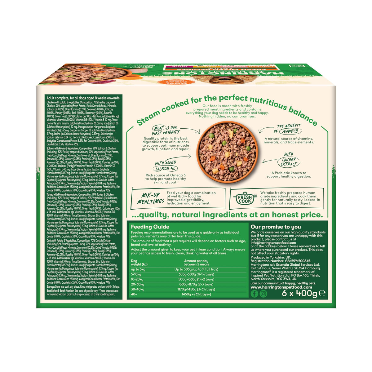 Harringtons Complete Wet Adult Dog Food Trays Meaty Pack 16x400g