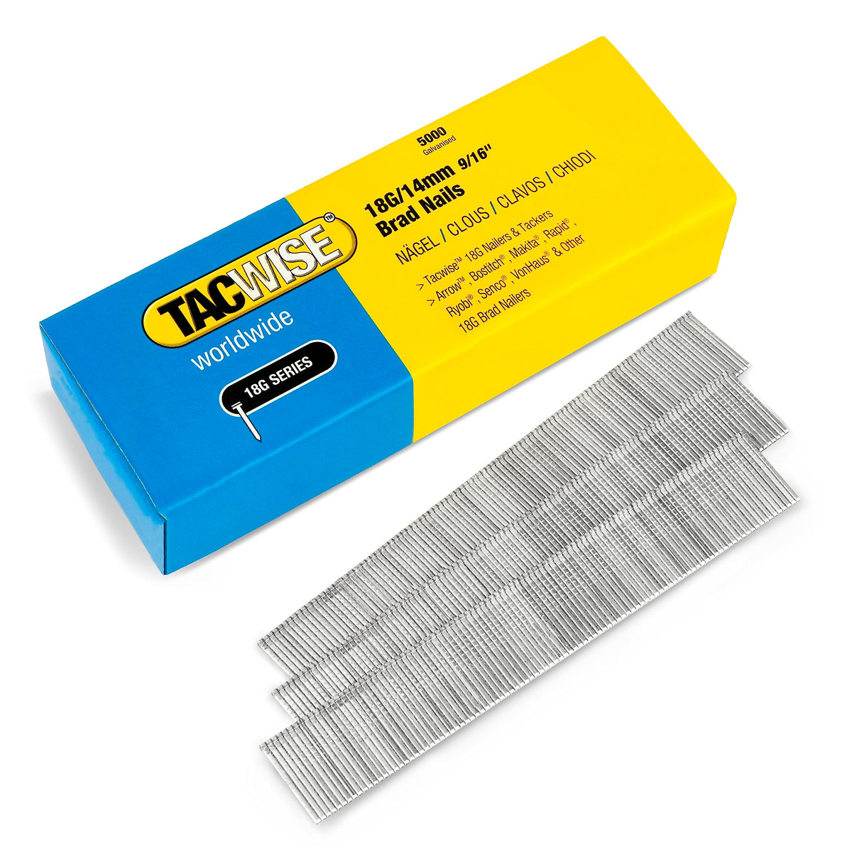 Tacwise 0401 Galvanised Brad Nails Type 18G / 50 mm, Pack of 5000